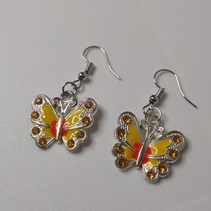 Cute Yellow And Orange Butterfly Earrings